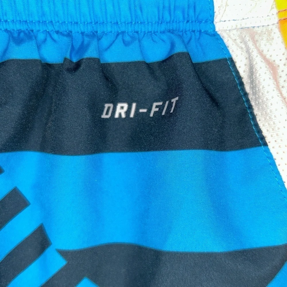 Nike Dri Fit Blue Orange Abstract Running Shorts Women’s Size Small Workout Walk